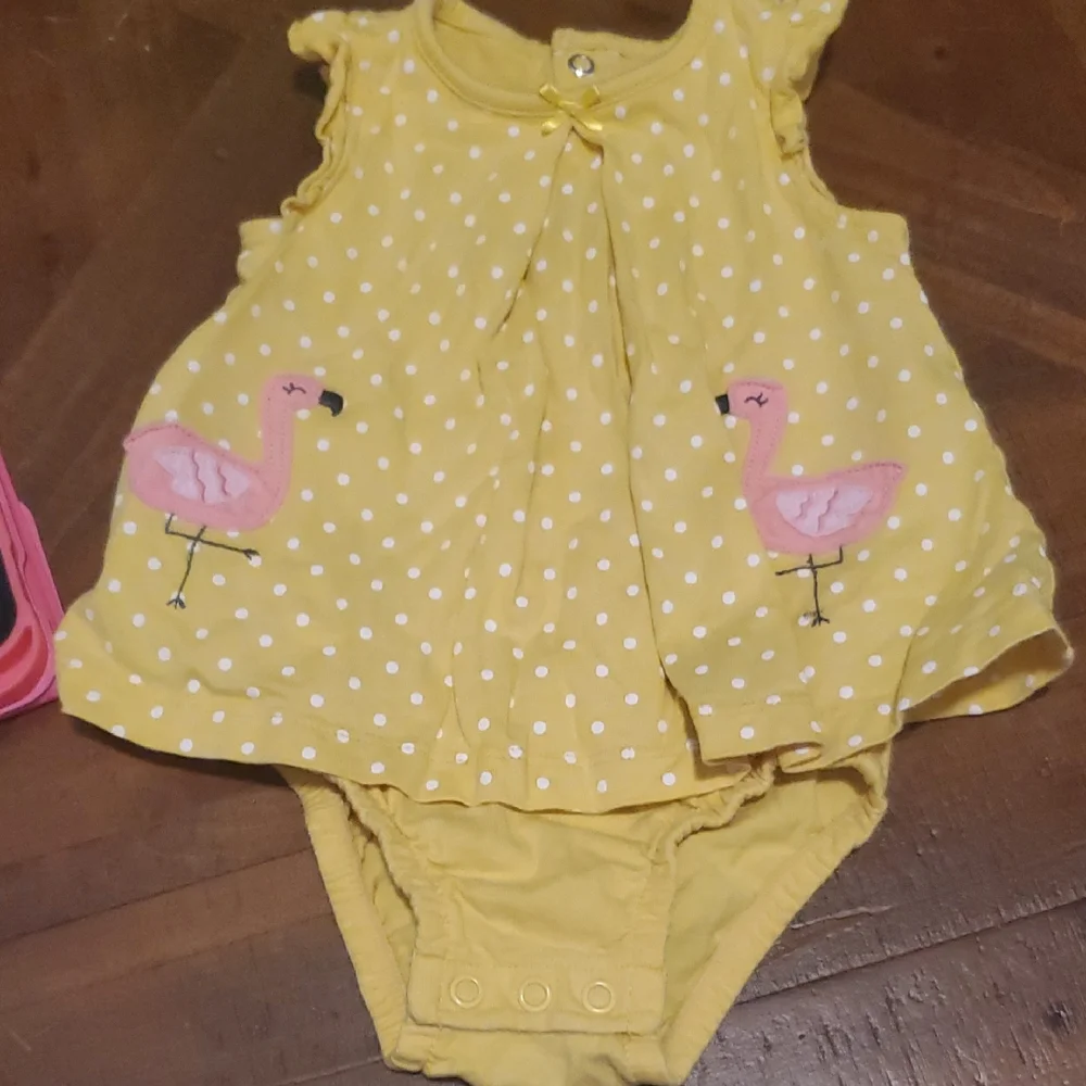 Carter's Yellow Diaper Cover with Pink Flamingos